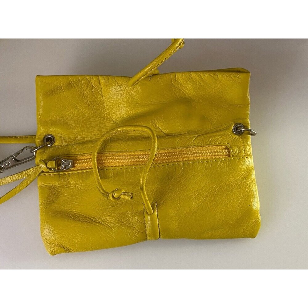 Arezzo Yellow Leather Small Crossbody Shoulder Bag Clutch Adj Long Strap 7.5x6" - Picture 16 of 16